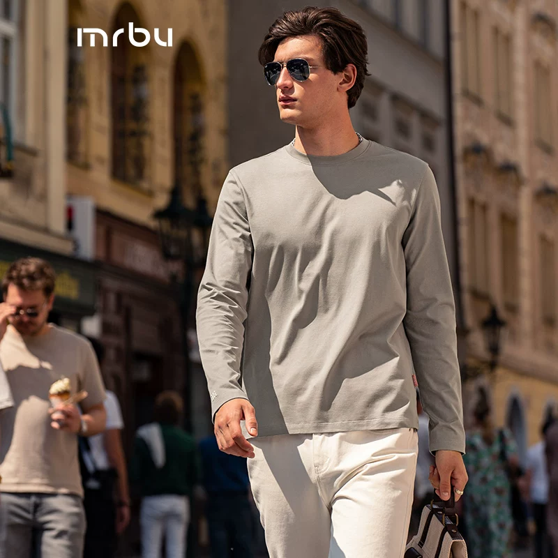 Star's same MrBu long-staple cotton white long-sleeved T-shirt men's casual spring and autumn bottoming top with T-shirt