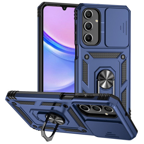 Black Sliding Camera Kickstand Ring Textured Grip Samsung Phone Case