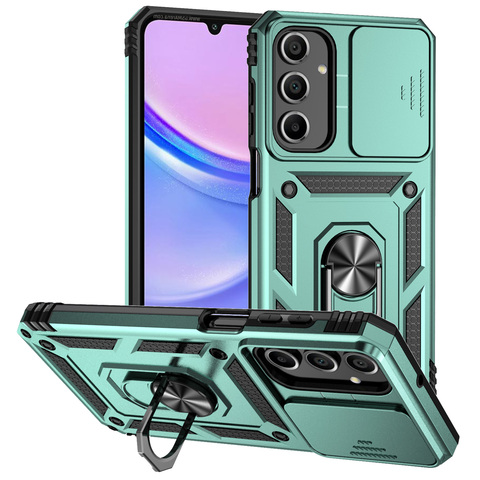 Black Sliding Camera Kickstand Ring Textured Grip Samsung Phone Case
