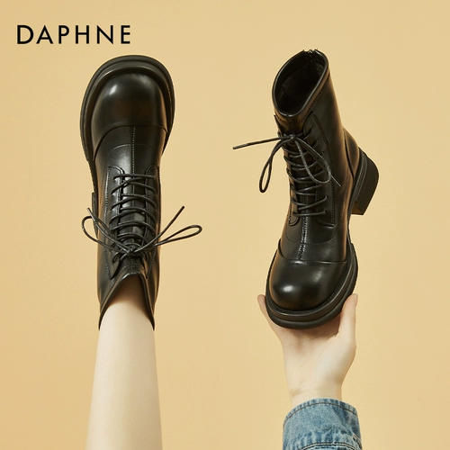 Martens, демисезонные ботинки на платформе, черные сапоги, коллекция 2022, средней длины, подходит для подростков