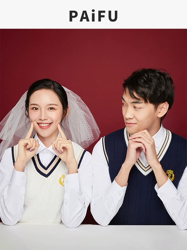 派赋 Одежда для пар, регистрация зимнего сертификата, одежда для свадебной церемонии, свитера, жилеты, фотографии на документы, одежда в студенческом стиле.