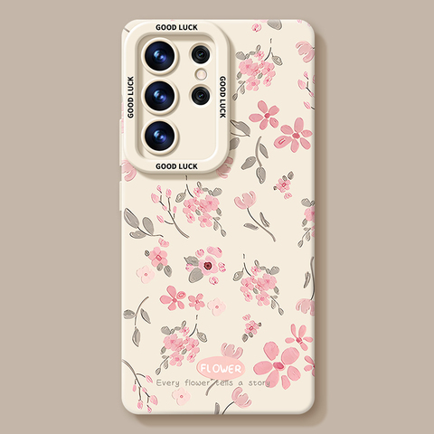 Lavender Floral Pink Flower Silicone Anti-Fall Samsung Phone Case