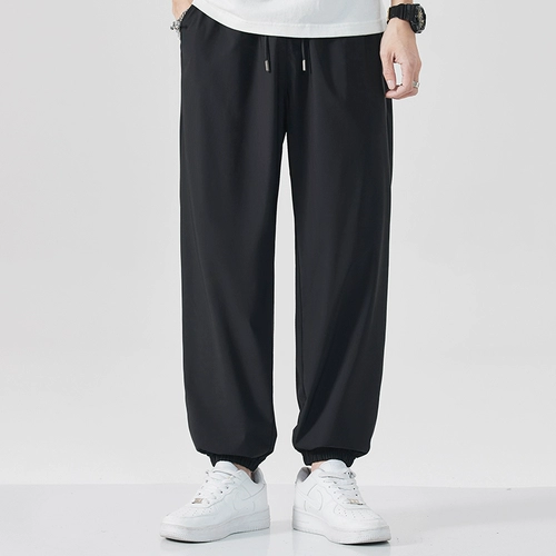 Шелковые летние быстросохнущие тонкие штаны для отдыха, свободный прямой крой