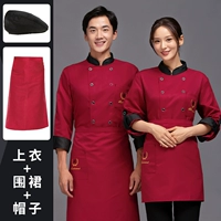 Лонгслив, фартук, красная шапка