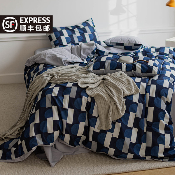 Хлопковый зимний комплект, хлопковая простыня, пододеяльник, покрывало, 4 предмета, 3 предмета