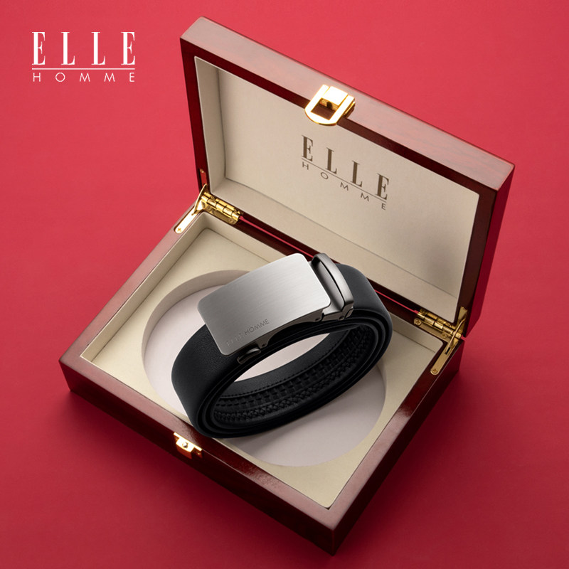 Подлинный мужской ремень ELLE HOMME, кожаный мужской ремень с автоматической пряжкой, новинка 2025 года, брендовый деловой брючный ремень Изображение 1