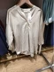 U Home Fitting Room dành cho nữ mùa hè 2020 cotton và vải lanh pha trộn nửa hở cổ áo trên cùng Áo sơ mi ba phần tư tay áo cho nữ 425466 - Áo sơ mi