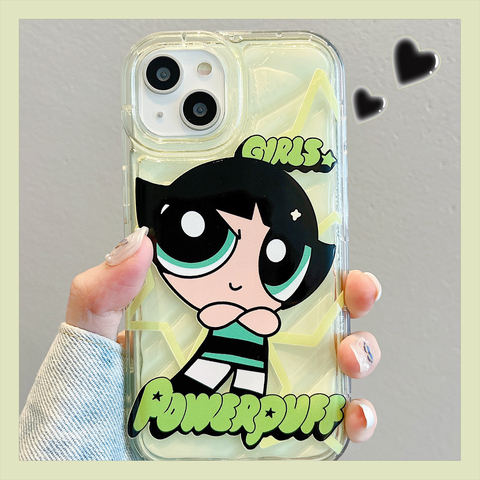 Funny Powerpuff Girls Bubbles Illustration With Stand, Hearts, Stripes & Pattern – Pro/Plus/Max/Air – 17, 16, 15, 14, 13, 12