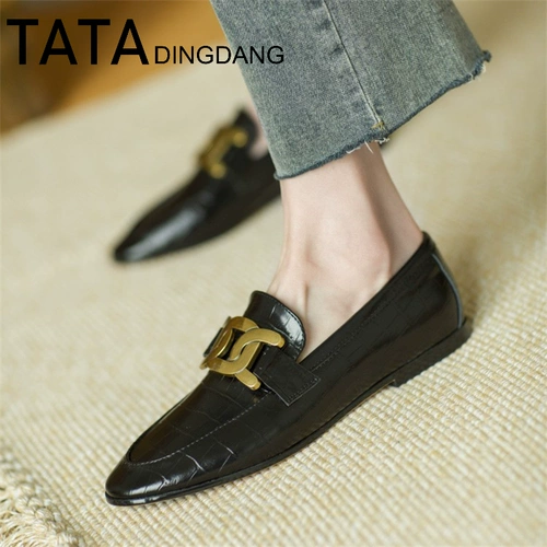 Tata You, его его Pomelo Pomelo Family Family Women's Womens Women's Women's Women's Leaf Fay Shoes Lazy Masting маленькие кожаные туфли низкие каблуки одиночные обувь