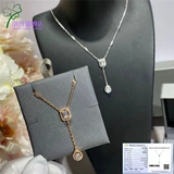 Импортная бриллиантовая платиновая подвеска, ожерелье, цепочка до ключиц, свитер, белое золото 18 карат