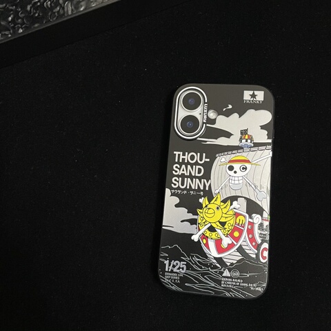 One Piece Thousand Sunny Franky Ship Black Silver Yellow iPhone Case