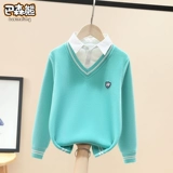 Свитер, термобелье, флисовый пуховик, детский бархатный зимний приятный телу комплект, в западном стиле