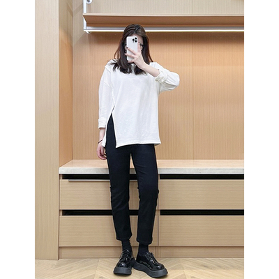 taobao agent Work demi-season elastic black fitted loose straight jeans