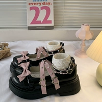 [小皮鞋女2024年夏季新款洛丽塔小众设计感厚底英伦风蝴蝶结jk单鞋]