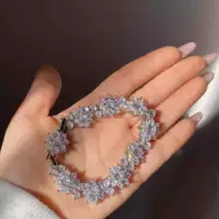 Платиновый браслет на солнечной энергии, белое золото 18 карат, инкрустировано бриллиантами, 1 карат