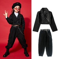 Черный пиджак классического кроя, жакет, штаны, ремень, длинный рукав