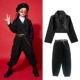 Черный пиджак классического кроя, жакет, штаны, ремень, длинный рукав