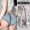 XL size (120-135 pounds) confidential shipping _ denim shorts+white lace torn socks