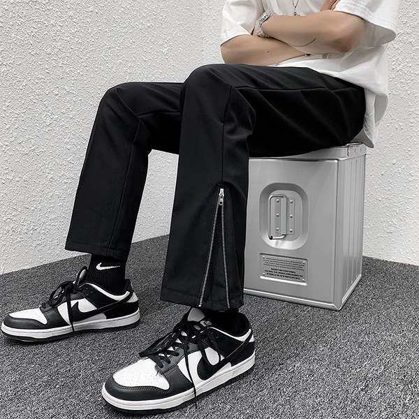 Штаны с молнией, свободный прямой крой, оверсайз, на молнии, в американском стиле