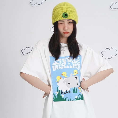 Мультяшная сексуальная футболка с коротким рукавом, свободный крой