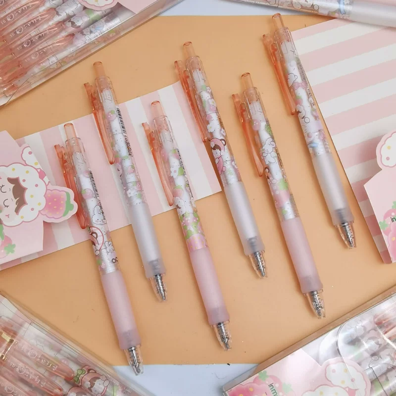 Strawberry, Japanese cartoon rollerball pen, quick dry cute high quality bullet for students, 0.5mm