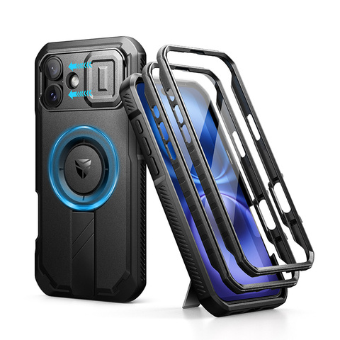 Dexnor Kickstand Camera Lens Protection Multifunctional 3 Layer Drop Resistant Heavy Duty 16, 16 Plus, 16 Pro, 16 Pro Max