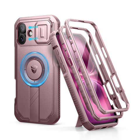 Dexnor Kickstand Camera Lens Protection Multifunctional 3 Layer Drop Resistant Heavy Duty 16, 16 Plus, 16 Pro, 16 Pro Max