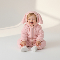 小猪大卫毛绒连体衣保暖爬服