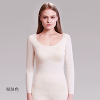 【上衣】粉肤色【带胸垫免穿文胸-发热德绒-适宜8~20°C】