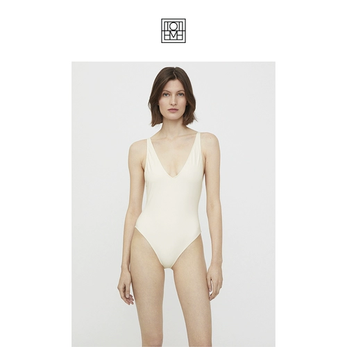 Toteme Women's Tofu Color Low -Necked Thin Thin Plound Strap Coined Swimsuit