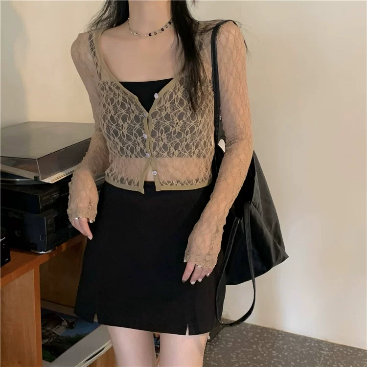 lace base sexy genuine cardigan, sun protection
