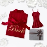 染沁 Красная пижама для невесты, шелковый банный халат, для подружки невесты, с вышивкой, делается под заказ