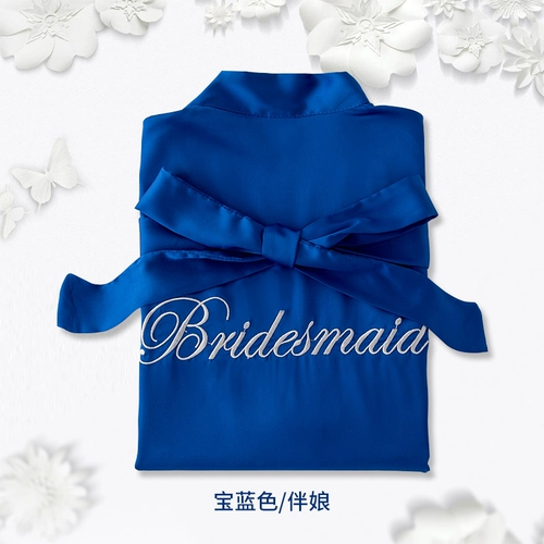 染沁 Красная пижама для невесты, шелковый банный халат, для подружки невесты, с вышивкой, делается под заказ