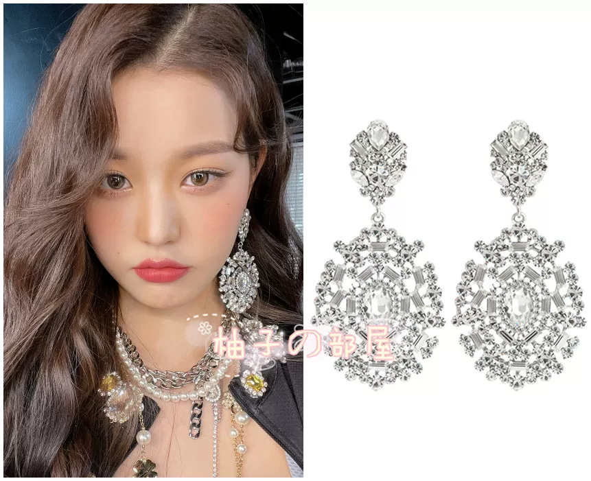 ЮжнаяKorea прямой покупки почты izone Ive Wonyoung Zhang Yuanying, та же бриллиантовая вставка великолепные висячие серьги