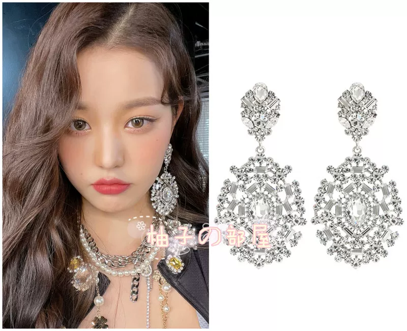 ЮжнаяKorea прямой покупки почты izone Ive Wonyoung Zhang Yuanying, та же бриллиантовая вставка великолепные висячие серьги