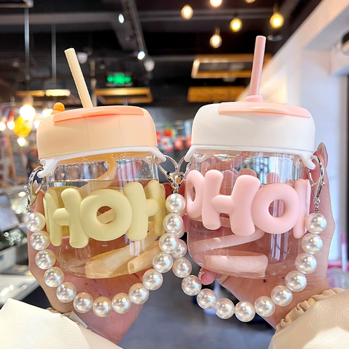 Маленькая стеклянная высококачественная милая портативная трубочка со стаканом для домашнего использования, коллекция 2022