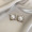 银色方形珍珠耳钉-925银针