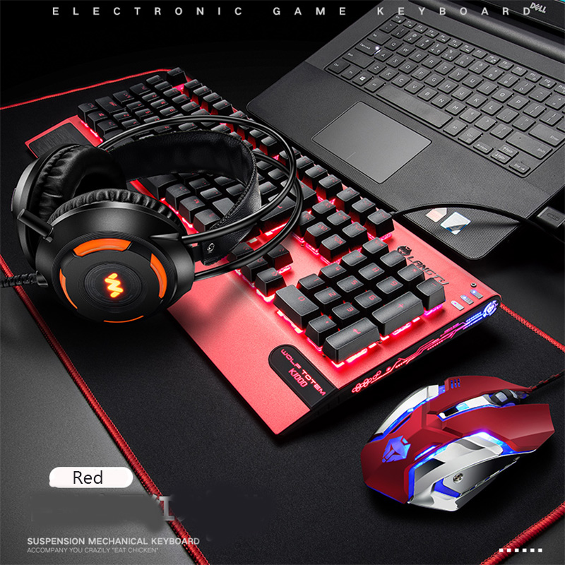 3In1KeyboardSetMechanical   Gaming   Key board   , Gamer   Mouse     With   PC   Gaming   Hea