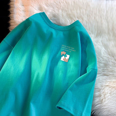 Футболка мужская 重磅纯棉短袖t恤男士港风潮流宽松百搭体恤ins休闲半袖情侣上衣服