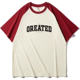 Бордовая летняя футболка с коротким рукавом для влюбленных, оверсайз