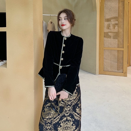 Ретро юбка, осенний комплект, в западном стиле, в стиле Шанель, популярно в интернете, яркий броский стиль, осенняя