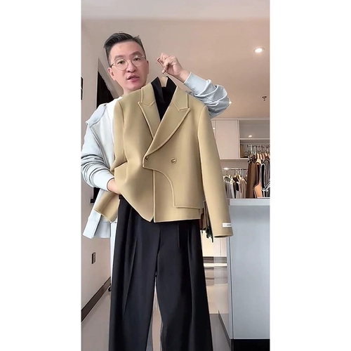 Двусторонний шерстяной костюм, утепленное пальто, демисезонная куртка, коллекция 2023, подходит для подростков, изысканный стиль