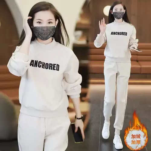 Элитный зимний спортивный костюм для отдыха, комплект, утепленная толстовка, популярно в интернете, в западном стиле