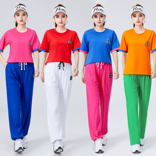 Летний танцующий комплект для спортзала, оверсайз, короткий рукав