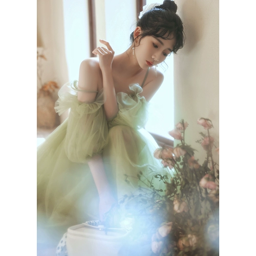 Вечернее платье, элитная юбка, зеленый наряд маленькой принцессы, изысканный стиль