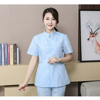 Синий до двери, навязанный женским коротким костюмом,+карманный край плюс карточка грудной клетки и висячий бар