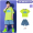 短袖：椭圆绿男T+牛仔短裤+彩虹袜+紫方巾