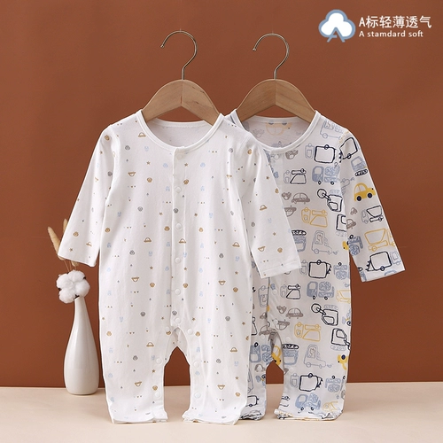 满芽儿 Детская тонкая хлопковая пижама для новорожденных, дышащее нижнее белье, длинный рукав