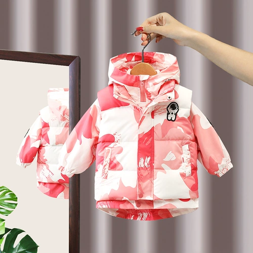 Демисезонная куртка, детский бюстгальтер-топ для девочек, демисезонный пуховик, в западном стиле, «три в одном», в корейском стиле