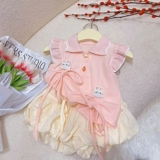 Летняя одежда, детский комплект, летняя юбка для девочек, в западном стиле, детская одежда